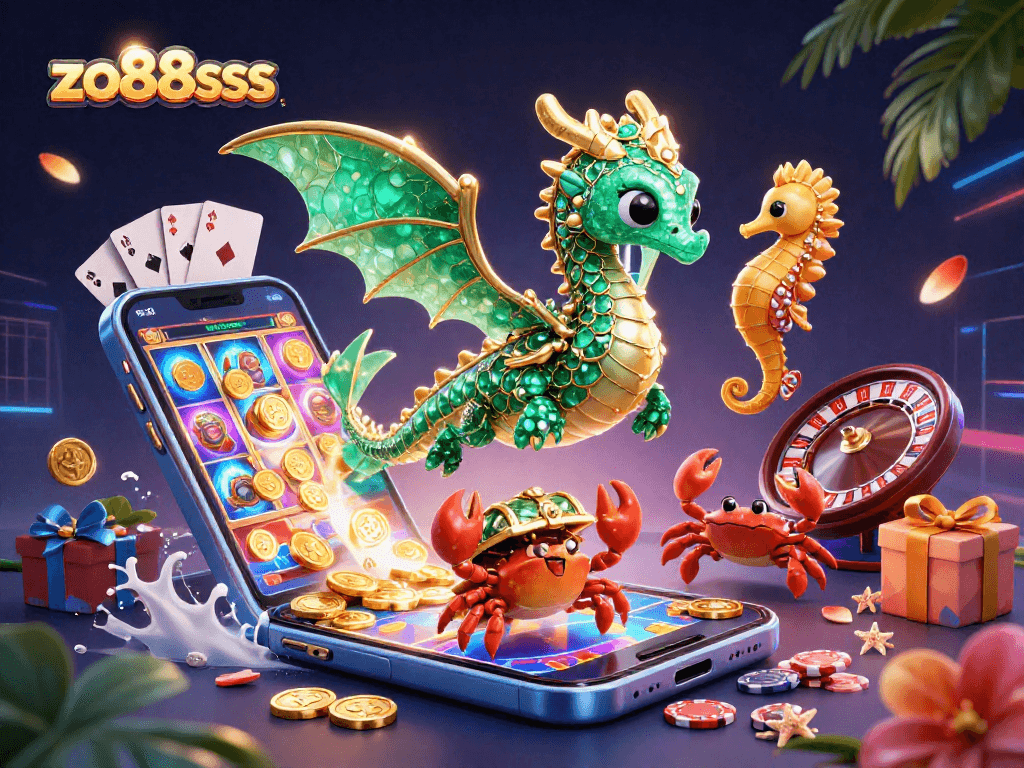 Spin vibrant slots with zo88sss in a thrilling 3D underwater casino adventure featuring a sea dragon.