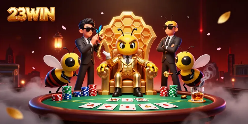 Experience the vibrant casino scene at 23WIN with a wealthy mob boss orchestrating strategies in a dynamic setting.