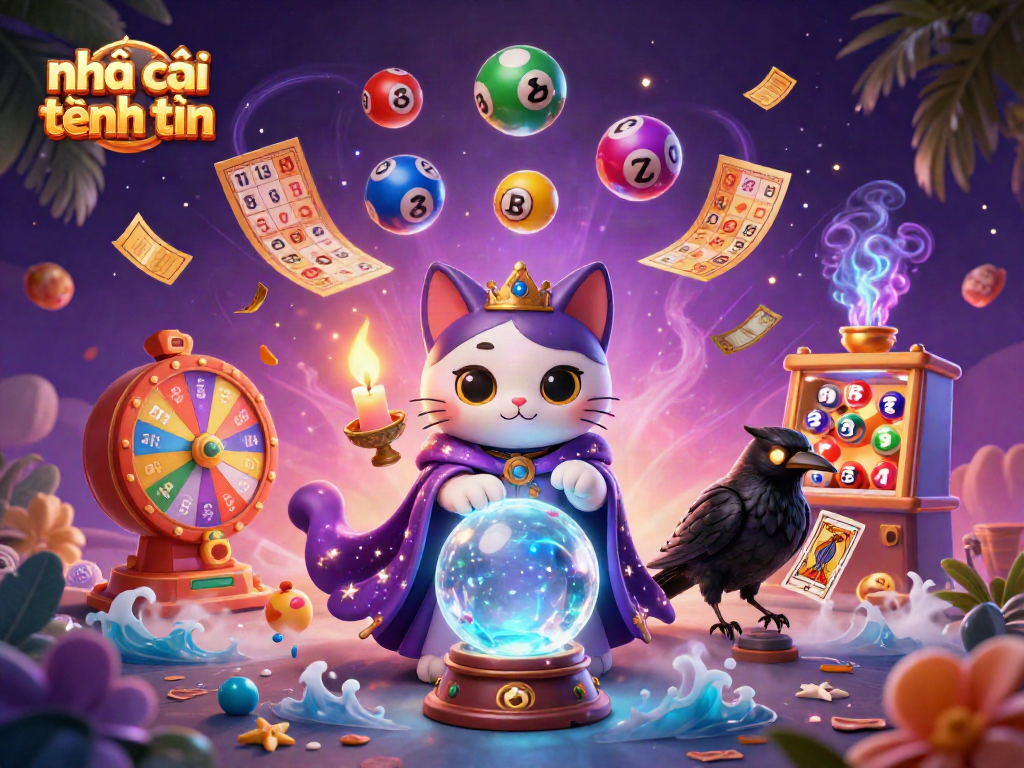 Engage with nhà cái tặng tiền through vibrant lottery-themed casino illustration featuring dynamic characters.