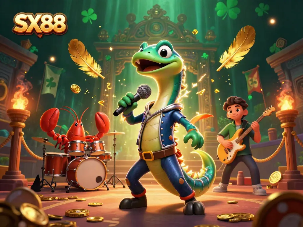 SX88 showcases a lively underwater casino scene with a DJ electric eel and vibrant sea creatures in action.