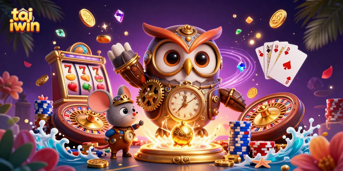 Play with excitement at tai iwin, a vibrant 3D casino scene filled with lucky symbols and thrilling games.