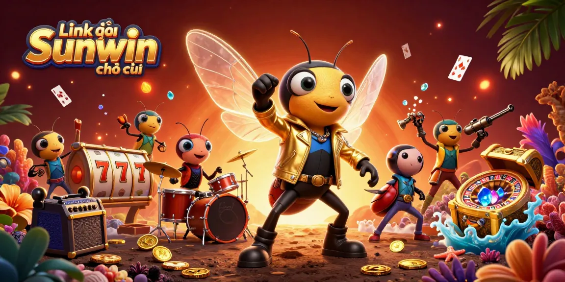Engage with the vibrant Link vào Sunwin chính thức scene featuring dynamic casino elements and lively characters.