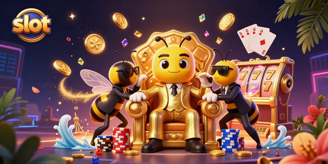 Spin winning slot reels surrounded by golden coins and vibrant poker chips in a vivid casino scene.