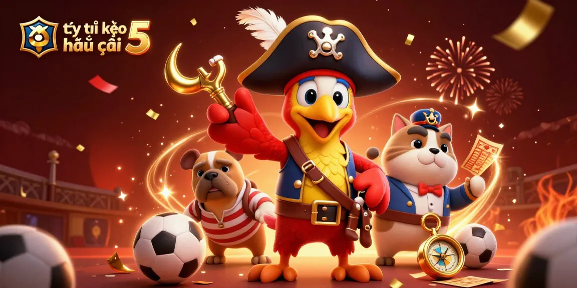 Experience the excitement of sports betting with tỷ lệ kèo nhà cái 5 in a dynamic 3D illustration of pirate-themed characters.