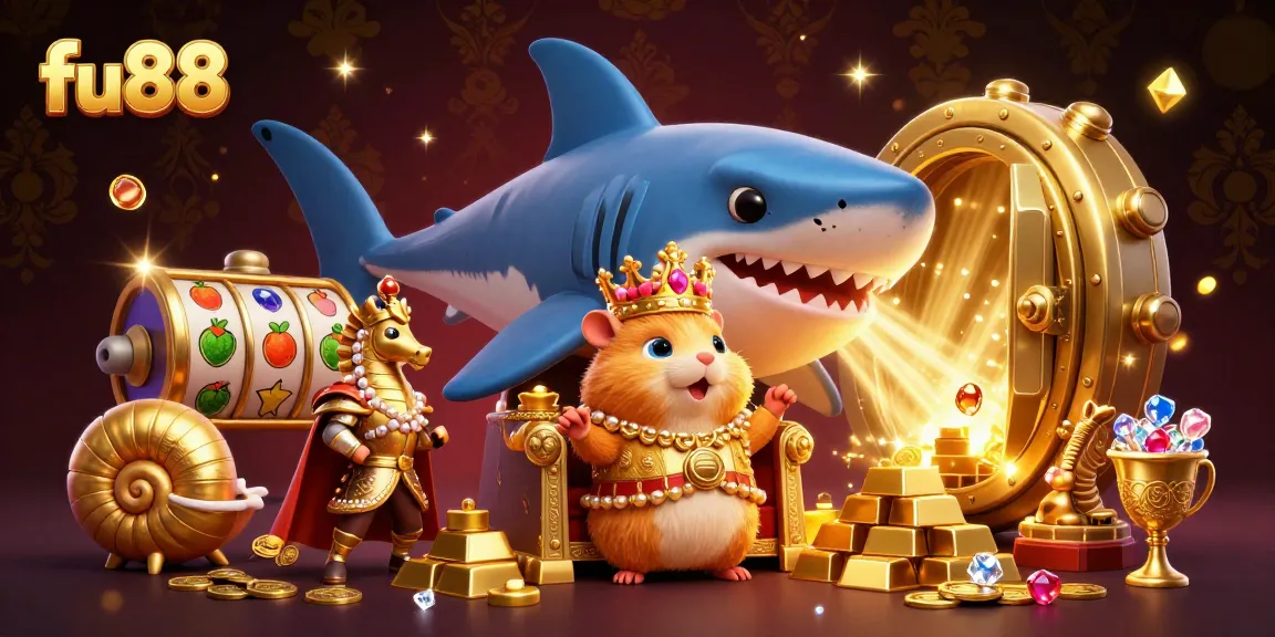 Immerse in the vibrant action of fu88 with a golden hamster king, luxurious treasures, and dynamic slot elements!