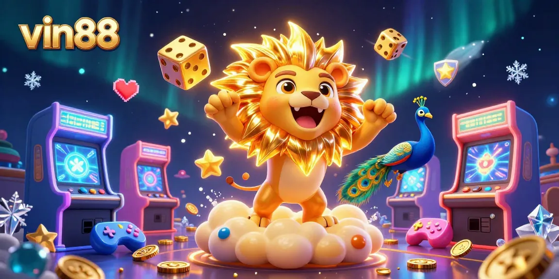 Engage in exciting vinyl gameplay with vin88, showcasing vibrant 3D characters and casino elements in action.
