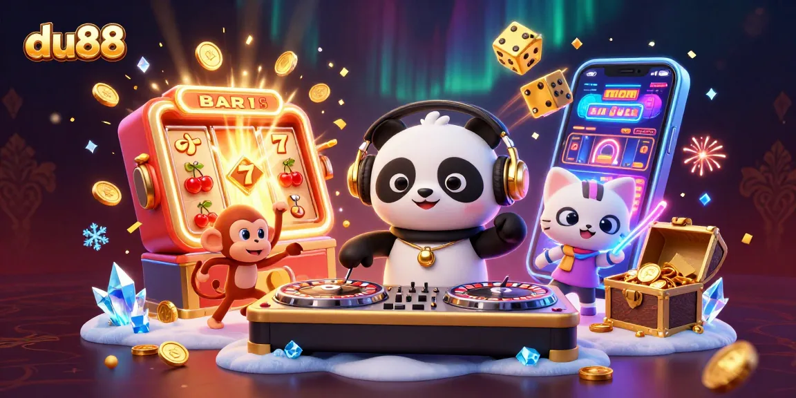 Engage in winning slots action with du88 and vibrant casino characters in a dynamic 3D scene.